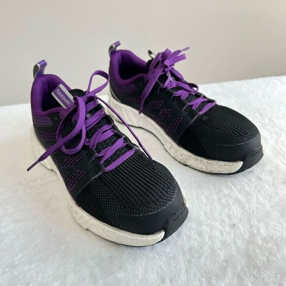 Reebok Shoes - Reebok Black Purple Fusion Flexweave Work Sneakers 6 Women